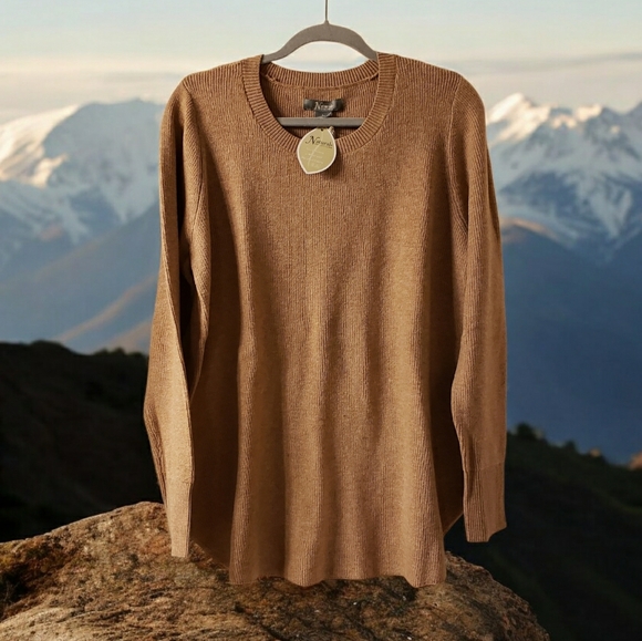 NWT! SET! Cashmere Blend Poncho And Tan Crew Neck Sweater - Picture 2 of 5
